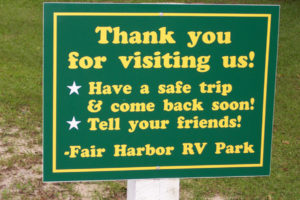 Thanks for staying at Fair Harbor RV Park and Campground
