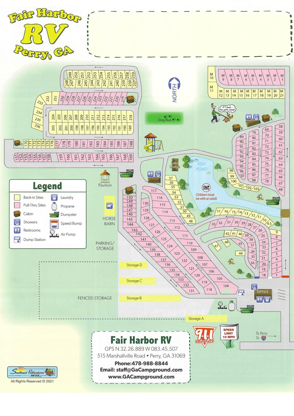 Fair Harbor RV Park Perry Ga Wifi 50A Full Service Pull Thru